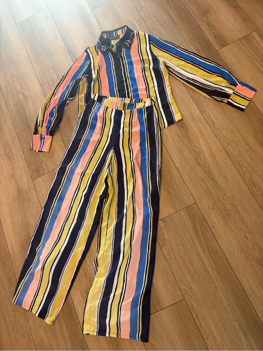 Striped Wide-Leg Pants set in Multi-Color